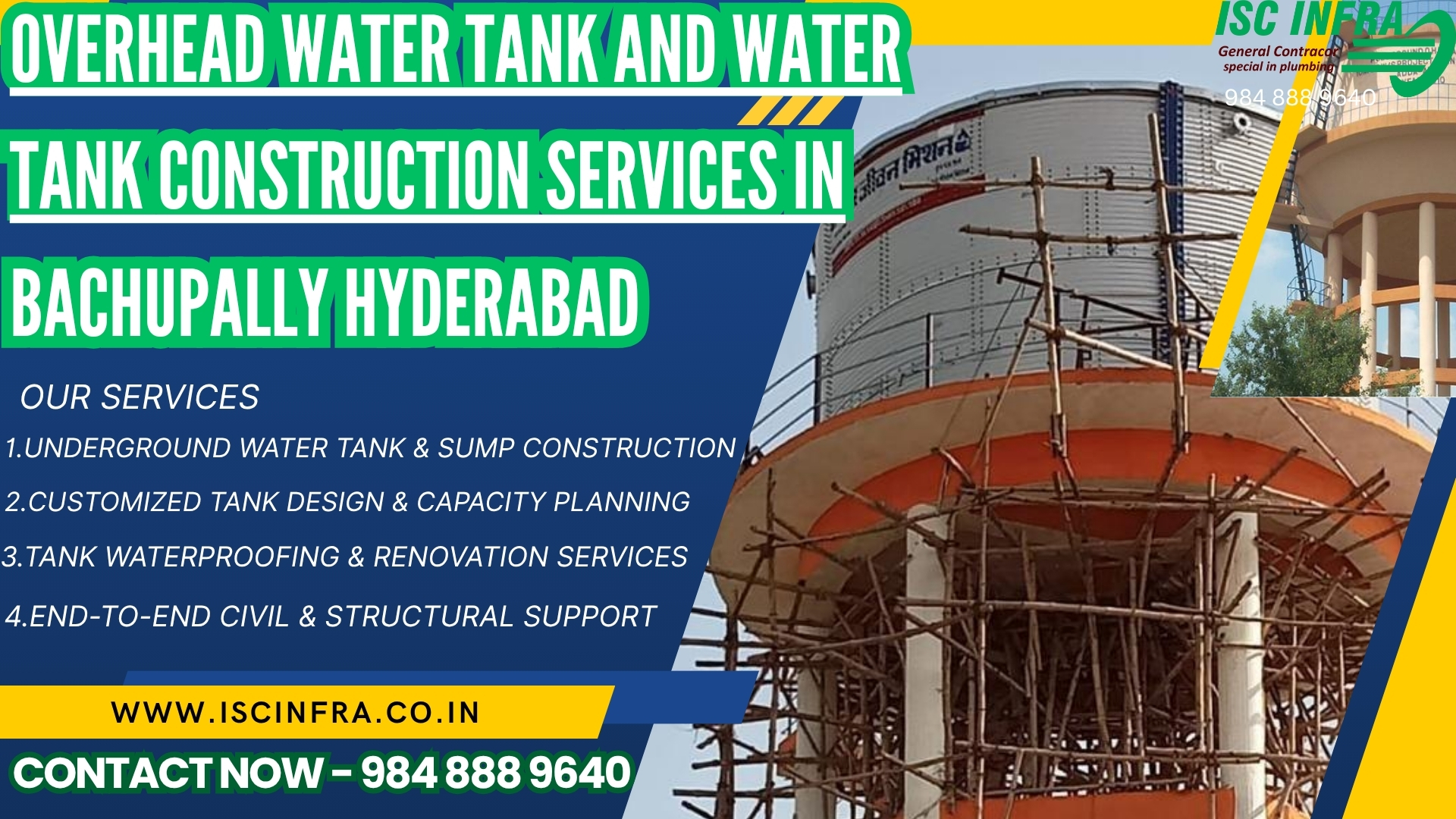 Overhead Water Tank and Water Tank Construction Services in Bachupally