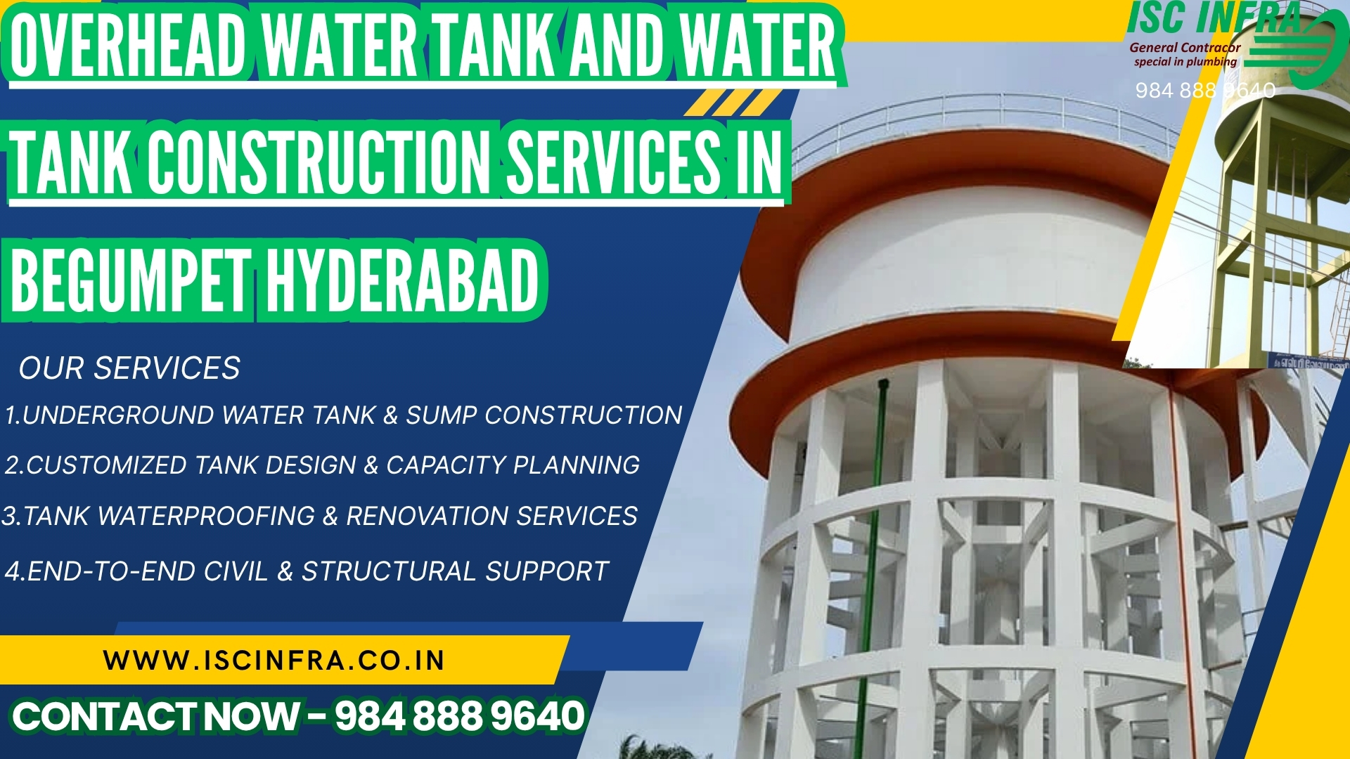 Overhead Water Tank and Water Tank Construction Services in Begumpet