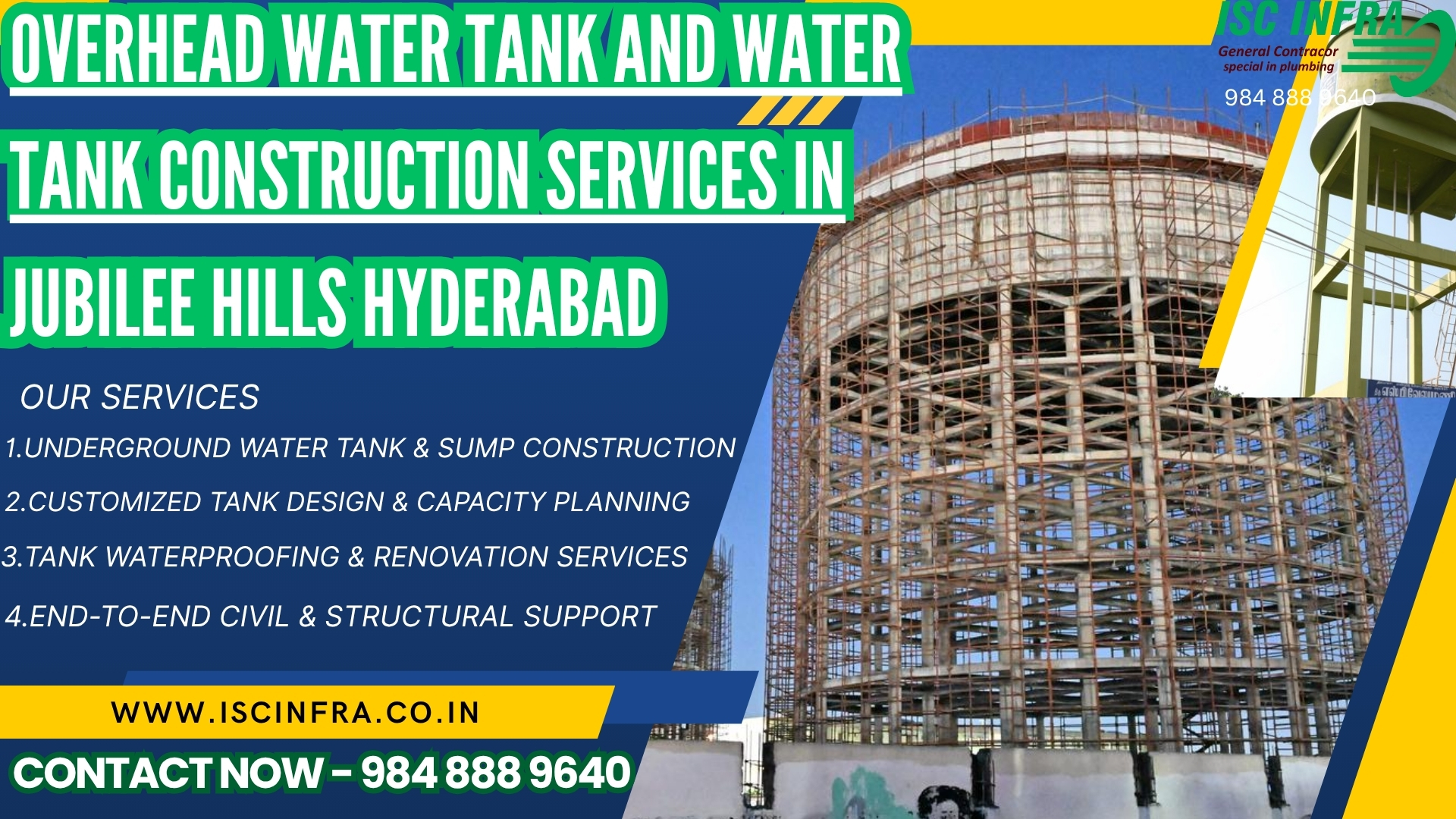 Overhead Water Tank and Water Tank Construction Services in Jubilee Hills