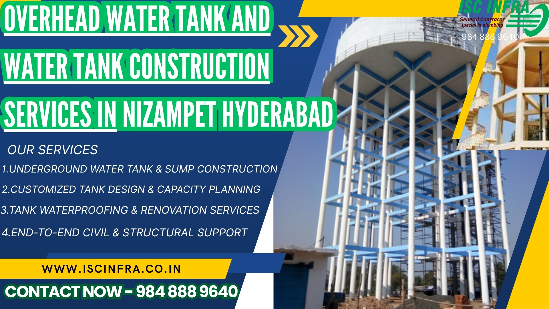 Overhead Water Tank and Water Tank Construction Services in Nizampet