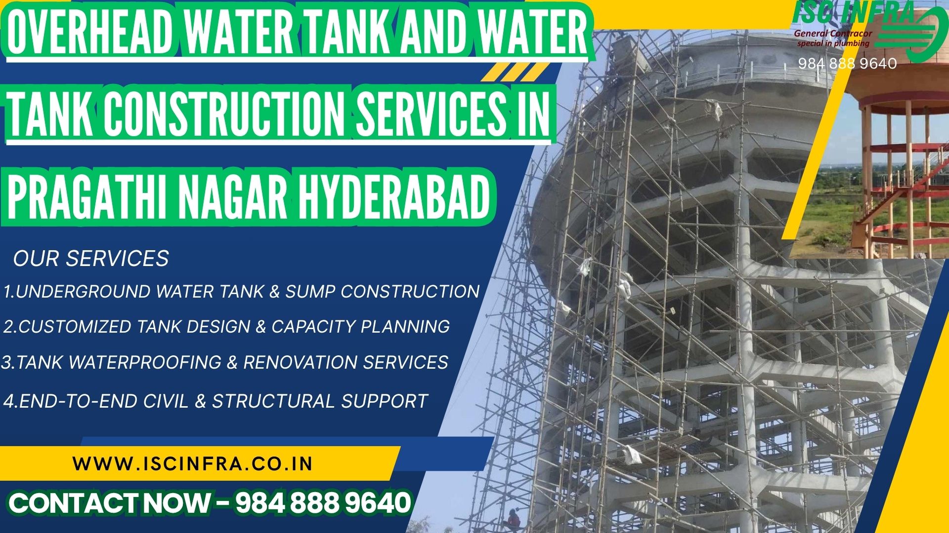 Overhead Water Tank and Water Tank Construction Services in Pragathi Nagar