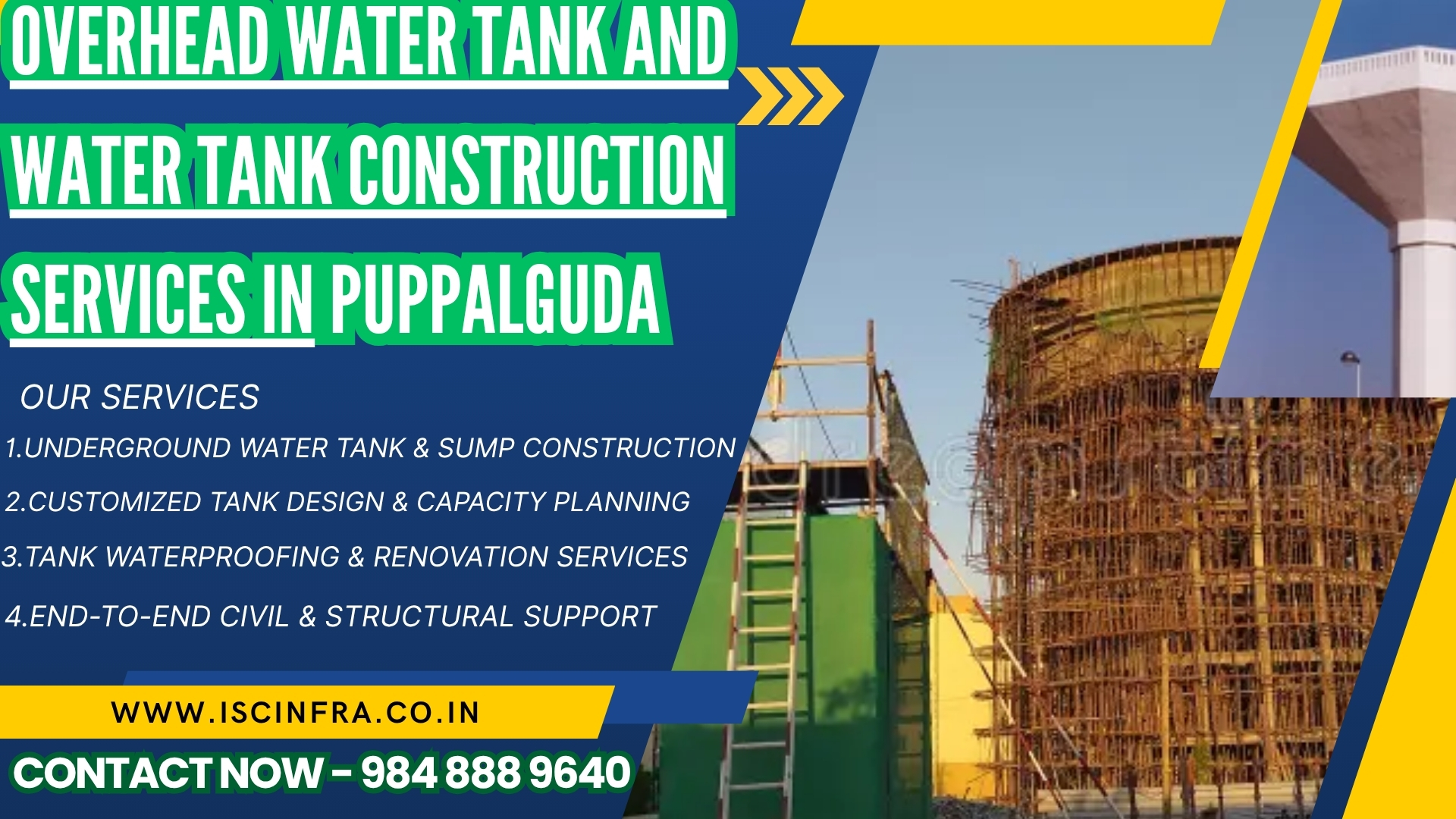 Overhead Water Tank and Water Tank Construction Services in Puppalguda